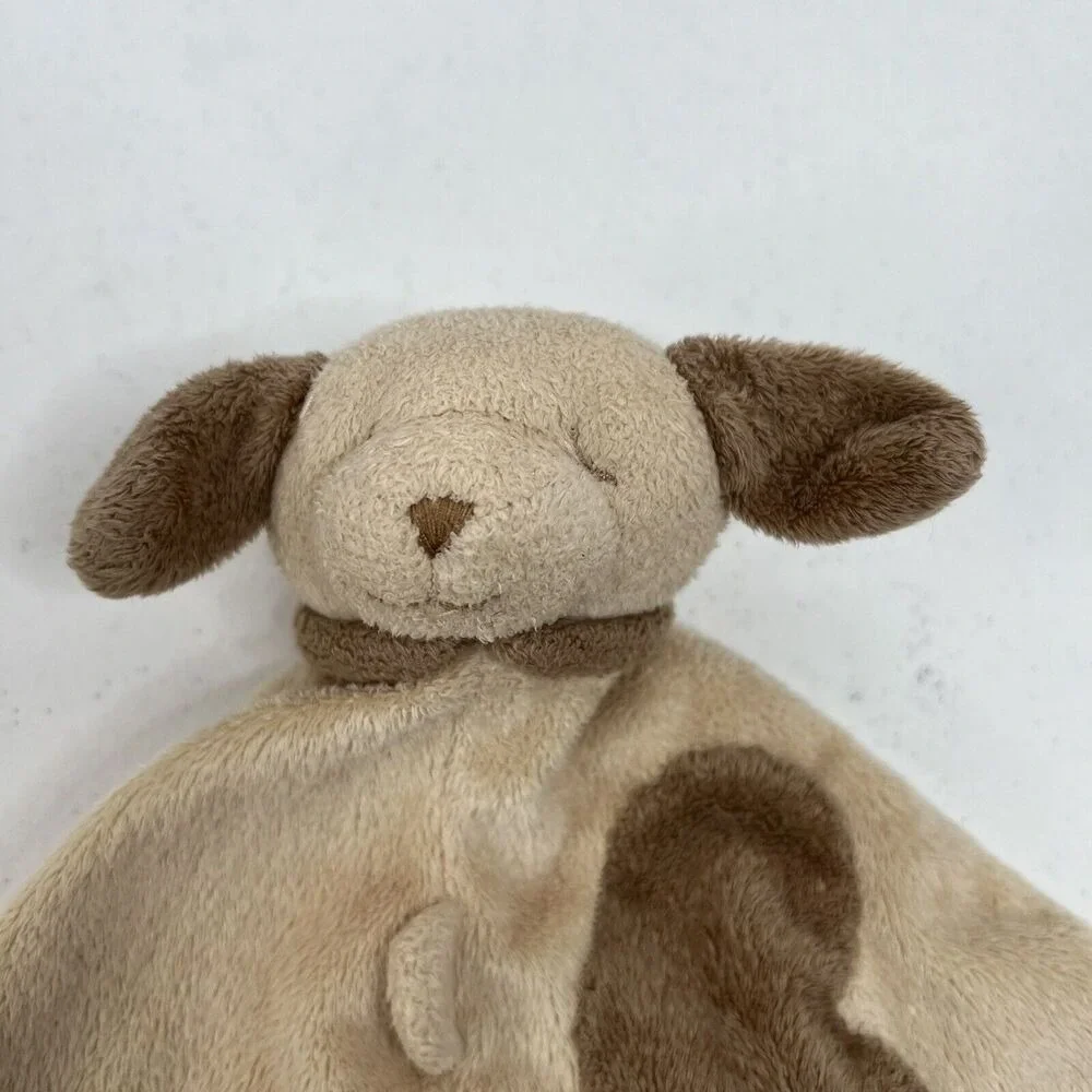 Angel Dear‎ Lovey Baby Security Blanket Plush Brown Tan Puppy Embroidered Face